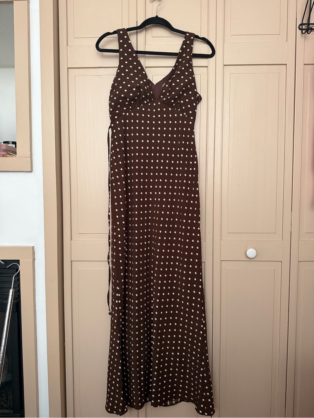 Princess Polly Brown Polka Dot Maxi Dress